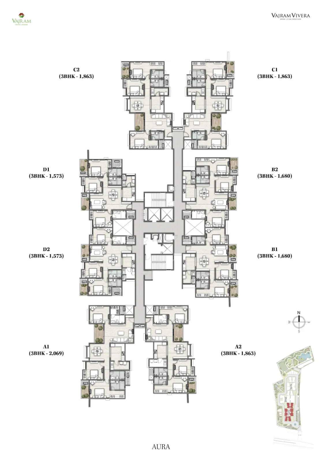4 BHK Floor Plan - Vajram Vivera